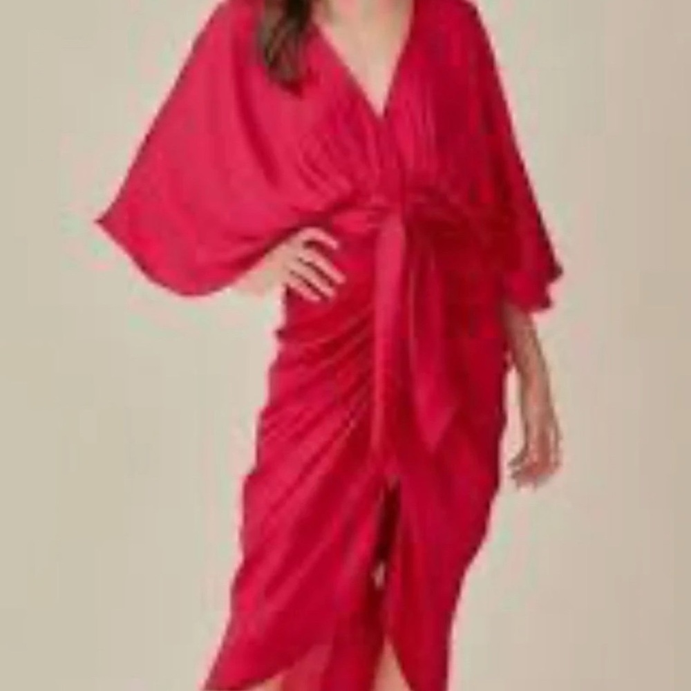 NWT Chic Red Draped Designer Dress